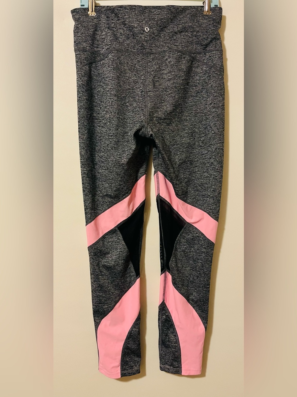 High Waisted Gray Pink Mesh Panel Training Pants Athletic Leggings L Tall